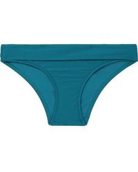 Heidi Klein Geripptes Bikini-höschen Mit Umgeschlagenem Bund - Blau