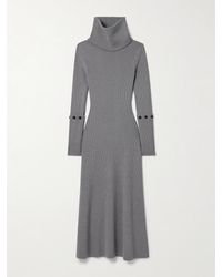 Proenza Schouler - Jocelyn Button-Detailed Ribbed-Knit Turtleneck Midi Dress - Lyst