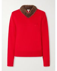 Loewe - Plush-Trimmed Ribbed Wool Sweater - Lyst