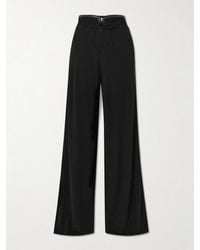 Christopher Esber - Yvette Tie-Detailed Leather And Suede-Trimmed Jersey Wide-Leg Pants - Lyst