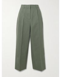 Anine Bing - Belen Pleated Cotton-Twill Tapered Pants - Lyst
