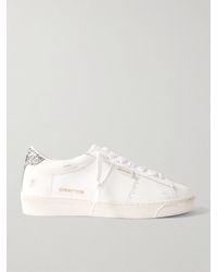 Golden Goose - Matchstar Distressed Glittered Leather Sneakers - Lyst