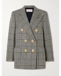 Valentino - Double-Breasted Checked Virgin Wool-Tweed Blazer - Lyst