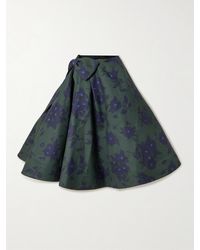 ShuShu/Tong - Asymmetric Bow-Embellished Floral-Print Cotton Midi Skirt - Lyst