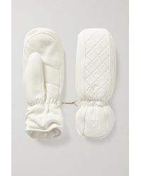 Toni Sailer Lizzy Fleece-lined Perforated Quilted Leather Ski Mittens - White