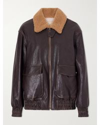 Valentino Garavani - Shearling-Trimmed Leather Biker Jacket - Lyst
