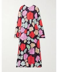Marni - Floral-Print Silk-Twill Midi Dress - Lyst