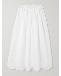 Matteau - Scalloped Broderie Anglaise Cotton Midi Skirt - Lyst