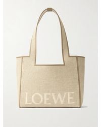 Loewe - Font Mittelgroße Tote Aus Canvas Mit Jacquard-Muster, Lederbesätzen Und Stickerei - Lyst