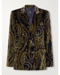 Etro - Double-Breasted Printed Cotton-Blend Velvet Blazer - Lyst