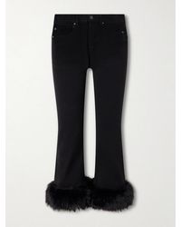 Balenciaga - Plush-Trimmed Cropped Mid-Rise Flared Jeans - Lyst