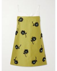 ShuShu/Tong - Corseted Floral-Appliqué Bead-Embellished Crepe Mini Dress - Lyst