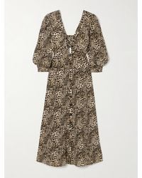 Maison Mayle - Buenadea Leopard-Print Silk Crepe De Chine Midi Dress - Lyst