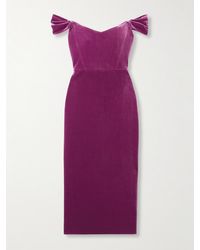 Alex Perry - Off-The-Shoulder Stretch-Velvet Midi Dress - Lyst