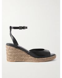 Brunello Cucinelli - Espadrille-Wedges Aus Leder Mit Zierperlen - Lyst