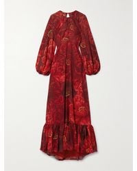 La DoubleJ - Eve Floral-Print Chiffon Maxi Dress - Lyst