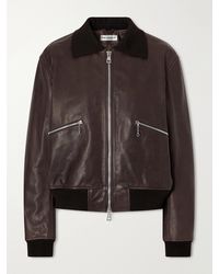 Our Legacy - Waxed Cotton-Trimmed Leather Bomber Jacket - Lyst