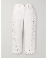 Sea - Cavina Cropped Broderie Anglaise Barrel-Leg Jeans - Lyst