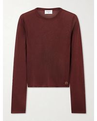 Saint Laurent - Cassandre-Embellished Knit T-Shirt - Lyst