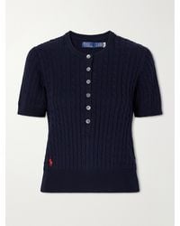 Polo Ralph Lauren - Cable-Knit Cotton Henley Sweater - Lyst