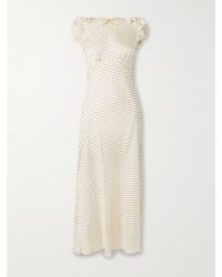 Doen - Emerence Ruffled Polka-Dot Silk-Blend Twill Midi Dress - Lyst