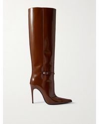 Saint Laurent - Vendôme Kniehohe Stiefel Aus Glanzleder Mit Schnalle - Lyst
