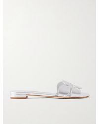 Manolo Blahnik - Haribalmu 10 Cutout Metallic-Leather Slides - Lyst