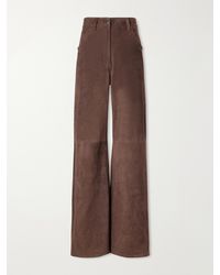 Brunello Cucinelli - Mid-Rise Straight-Leg Suede Pants - Lyst