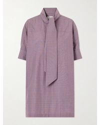 Dries Van Noten - Tie-Detailed Checked Cotton-Poplin Blouse - Lyst