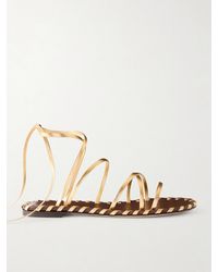 Gianvito Rossi - Lace-Up Metallic Leather Sandals - Lyst