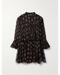 Doen - Alette Ruffled Tiered Floral-Print Silk-Georgette Mini Dress - Lyst