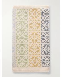 Loewe - Fringed Printed Wool, Silk And Cashmere-Blend Scarf - Lyst
