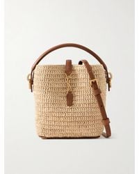Saint Laurent - Le 37 Mini Leather-Trimmed Raffia Bucket Bag - Lyst