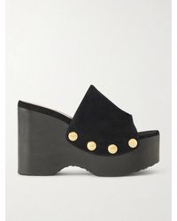 Gianvito Rossi - Ardèa 60 Studded Suede Platform Wedge Mules - Lyst