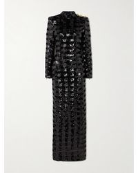 Balmain - Open-Back Embellished Sequined Stretch-Jersey Turtleneck Maxi Dress - Lyst