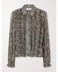 Sea - Charlize Tie-Detailed Ruffled Animal-Print Chiffon Blouse - Lyst