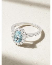 Garrard - 1735 Platinum, Aquamarine And Diamond Ring - Lyst