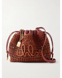 Chloé - Summer Banana Leather-Trimmed Raffia Shoulder Bag - Lyst
