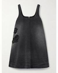 Simone Rocha - Distressed Embellished Denim Mini Dress - Lyst