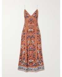 FARM Rio - Floral Beauty Tapestry Floral-Print Satin-Twill Maxi Dress - Lyst