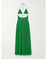 Oséree - Lumière Cutout Chain-Embellished Metallic Stretch-Knit Maxi Dress - Lyst