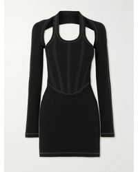 Dion Lee - Cutout Canvas-Paneled Ribbed Stretch-Cotton Jersey Mini Dress - Lyst