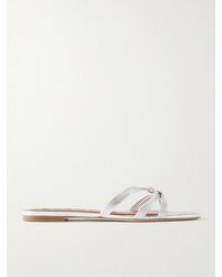 STAUD - Carrie 5 Knotted Metallic-Leather Sandals - Lyst