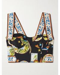 FARM Rio - Cropped Printed Cotton Bustier Top - Lyst