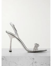 Jimmy Choo - Tabatha 95 Crystal-Embellished Metallic Leather Slingback Sandals - Lyst