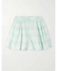 Thierry Colson - Kenya Pleated Checked Linen And Cotton-Blend Shorts - Lyst