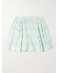Thierry Colson - Kenya Pleated Checked Linen And Cotton-Blend Shorts - Lyst