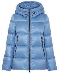 Moncler Doudoune À Capuche En Tissu Technique Et En Duvet - Bleu