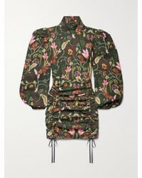 Agua Bendita - Net Sustain Guaba Habitat Ruched Printed Linen Mini Dress - Lyst
