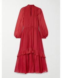 La Ligne - Robe Midi En Crépon De Soie À Fronces Et À Découpes - Lyst
